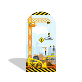 Construction Vehicles Arch Backdrop Wall Cloth Cover For Birthday Baby Shower Party